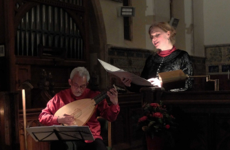 Sophia singing accompanied on lute by Din