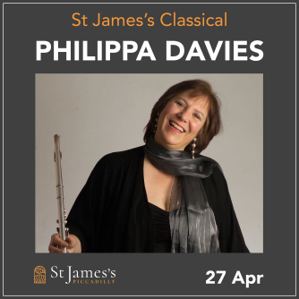 Philippa Davies holding a flute