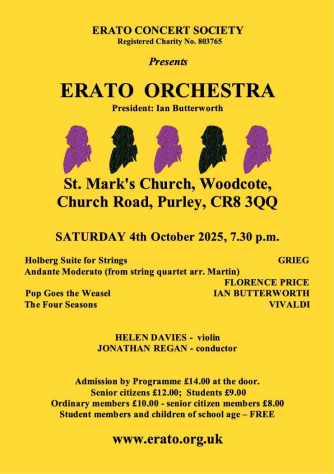 Flyer for 4th Oct 2025 Erato concert