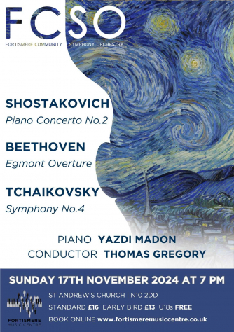 Concert flyer for 17th November in St Andrew's Church, N10