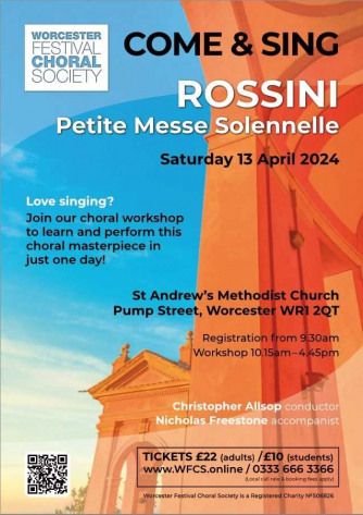 Come & Sing Rossini Petite Messe Solennelle with Worcester Festival Choral Society