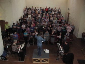 Singers in Dunster Tithe Barn