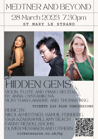 Hidden Gems - violin, flute and piano recital from London's top players!