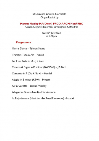 Organ Recital Programme