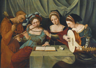 Three young women making music