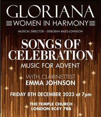 Songs of Celebration concert details on glittery background