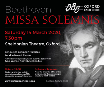 Poster for Oxford Bach Choir's Missa Solemnis concert