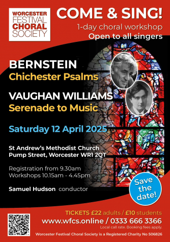 Come & Sing Rossini Bernstein & Vaughan Williams in Worcester