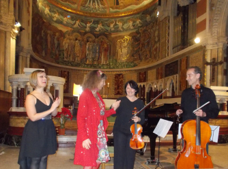 Frank with Trio Arcadia di Roma after the premiere, Rome, February 2019