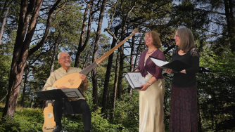Din, Jane and Philippa in the woods