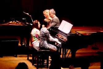 The Fairly Relentless Fitkins performing on 2 pianos