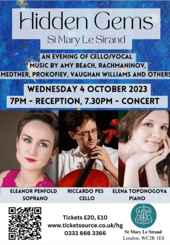 Hidden Gems - an evening of cello, piano and vocal music
