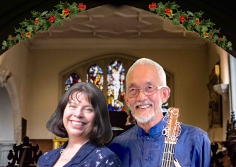 Jane Hunt and Din Ghani in Charterhouse Chapel