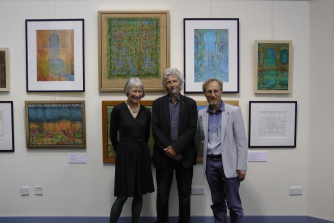 Michael Bell (pianist) with Peter Seabourne (composer) and Ann Seabourne (painter)