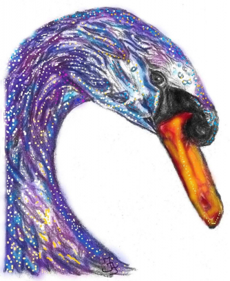 Mystical Swan in Blue by Fiona T Frank www.Fiona-Frank.com
