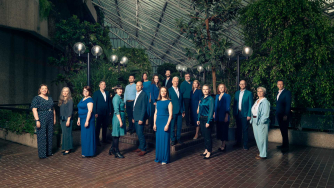 The BBC Singers in the Barbican Centre Conservatory