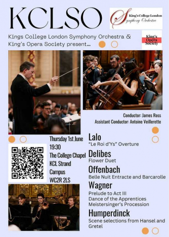 King's College London Symphony Orchestra and Opera concert on Thursday 1 June 2023, 7.30pm