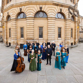 An orchestra stand in front of a Georgian concert hall