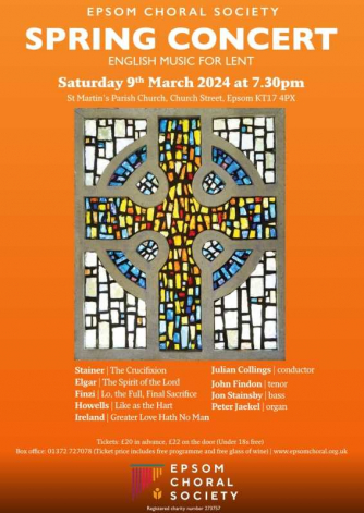 Epsom Choral Society – Spring Concert English Music for Lent