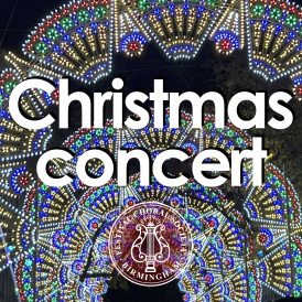 The words 'Christmas Concert' on a patterned background.