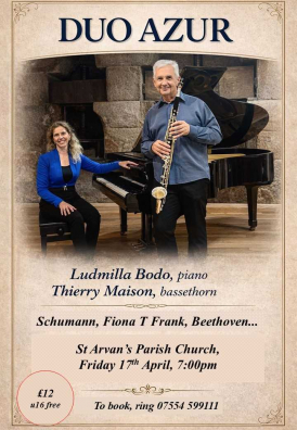 Poster for St Arvans concert featuring Thierry Maison and Ludmilla Bodo